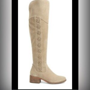 Vince‎ Camuto Kreesell Knee High Boot Taupe Tan Suede Size 9.5